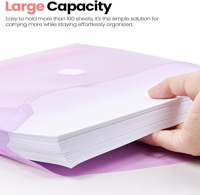 Sooez 24 Packs Plastic Envelopes Plastic File Folders, Fresh Colors - Image 3