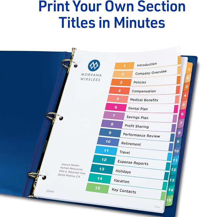 Avery Dividers for 3 Ring Binders, 15 Tabs per Set, Customizable Table of - Image 2