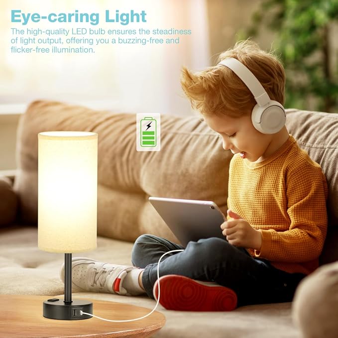 Fenmzee Beige Touch Table Lamp for Bedroom - Image 5