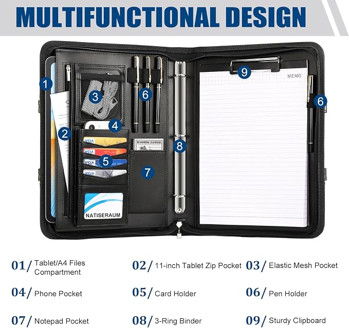 Portfolio Binder 3 Ring Includes Pen and 5 Dividers - Image 4
