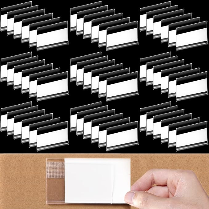 72 Pieces Clear Plastic Adhesive Shelf Tag & Price Label Holders by Cindeer