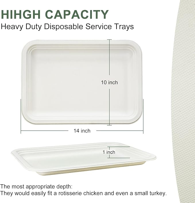 14 Inch Disposable Food Trays, 30 Pack | Heavy Duty Paper Plates, Disposable - Image 2