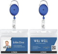 2 Pack ID Badge Holder with Clip – Transparent Blue Badge Reels with ID Sleeves by WillWell