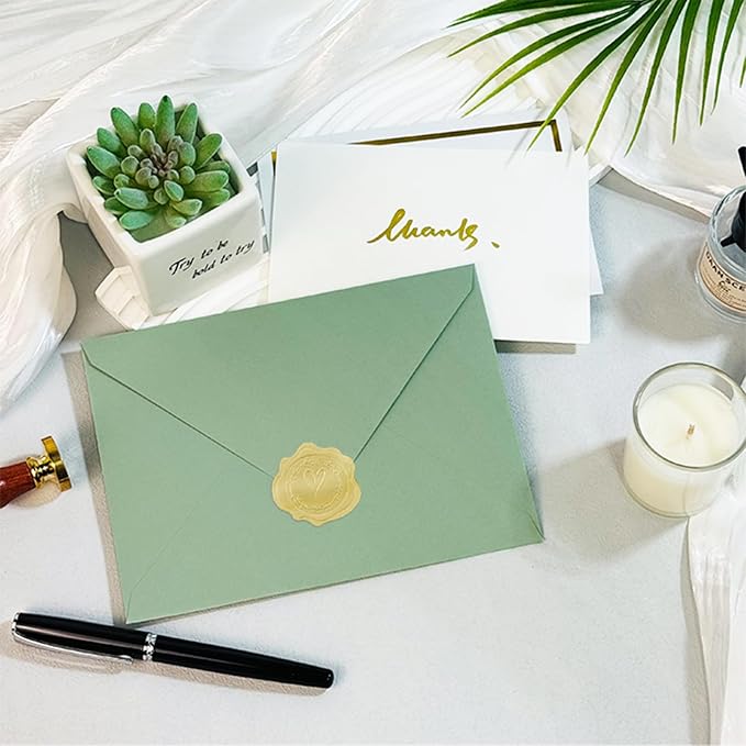 50 PCS Sage Green Colorful A7 Envelopes - Image 6