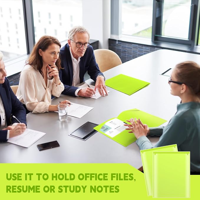Henoyso 18 Pack Fluorescent Green Plastic Folders - Image 6