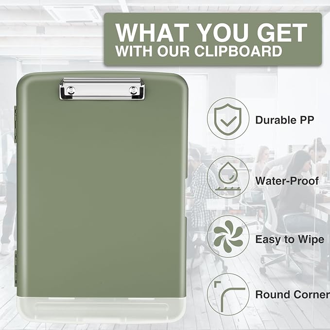 Sooez Clipboard with Storage, Clip Board 8.5 x 11 with Pen Holder, Plastic - Image 4