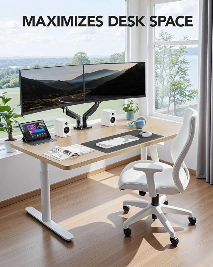 HUANUO FlowLift™ Dual Monitor Stand, Fully Adjustable Gaming Monitor Desk Mount - Image 8