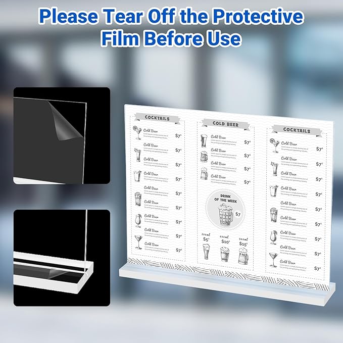 3 Pack Acrylic Sign Holder 11 x 8.5 Horizontal, Double-Sided Clear Sign Holder - Image 3