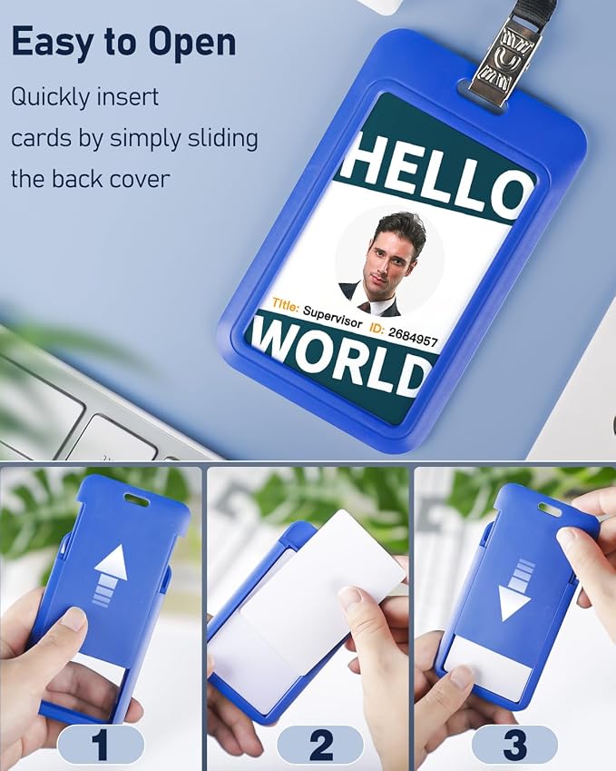 Uniclife 3 Pack Sliding ID Badge Holder Vertical Hard Plastic Case - Image 6