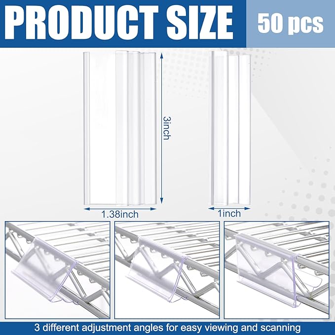 Kathfly 50 Pack Wire Shelf Label Holders Shelf Cable Tags - Image 2