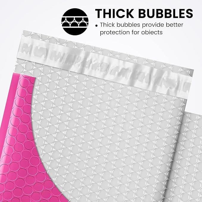 Fuxury Bubble Mailers 6x10" 600 Pack Pink Thick Padded Envelopes Usable Size - Image 3