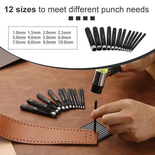TLKKUE Hole Punch, Round Leather Working Hollow Punch Steel Heavy Duty Hole - Image 4