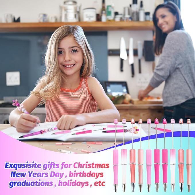 300 Pieces DIY Beadable Pen Kit – 100 Plastic Ballpoint Pens - Image 5