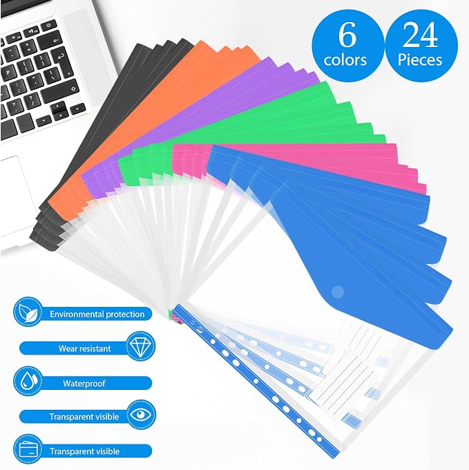 24 Pack Binder Folders with Pockets 11 Holes Expandable Dividers - Image 8