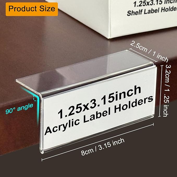ChanQnTon Acrylic Shelf Labels, L-Shape Book Shelf Labels, Price Tags, Sign - Image 3