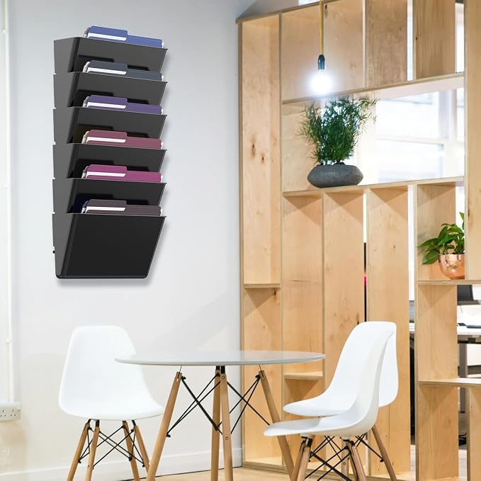 MINDEPOT 8 Pockets Acrylic Wall File Organizer, Plastic Hanging Wall File Holder - Image 6