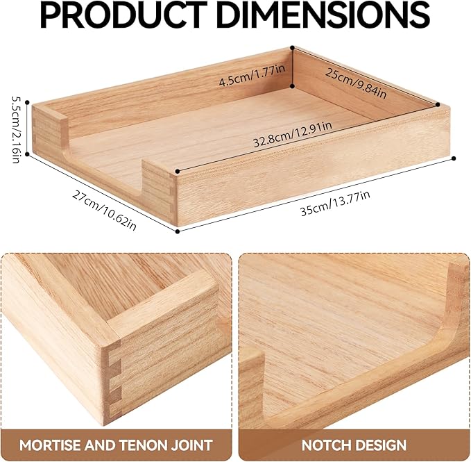 KIRIGEN Wood Letter Tray, Single-Tier Front-Load Desktop Paper Organizer - Image 6