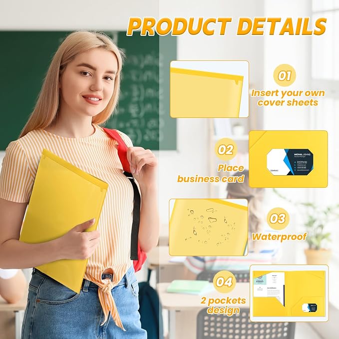 Henoyso 36 Pack Yellow Plastic Folders - Image 3