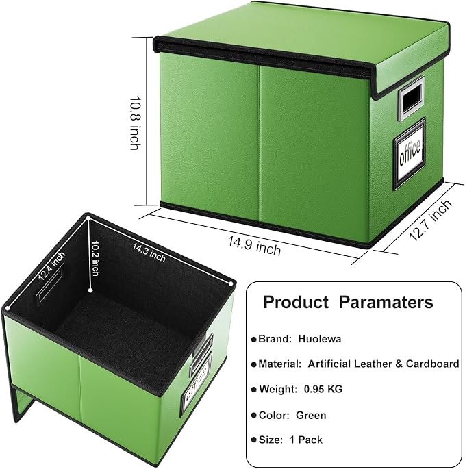 Portable Leather File Organizer Storage Boxes, Collapsible File Folder - Image 6