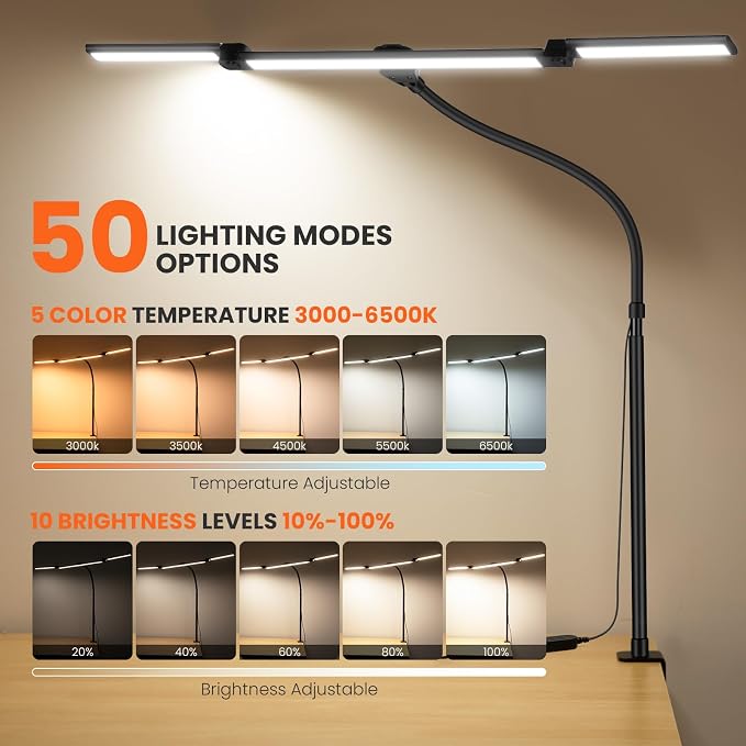 LED Desk Lamp for Office Home, 3 Head Adjustable Computer Monitor light Bar - Image 2