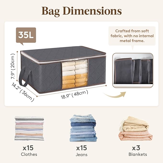 Lifewit 4 Pack 35L Clothes Storage Bins - Image 2