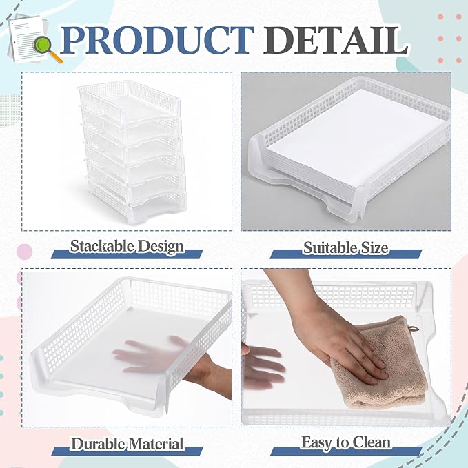 Geetery Set of 12 Turn in Trays Classroom Plastic Trays - Image 3