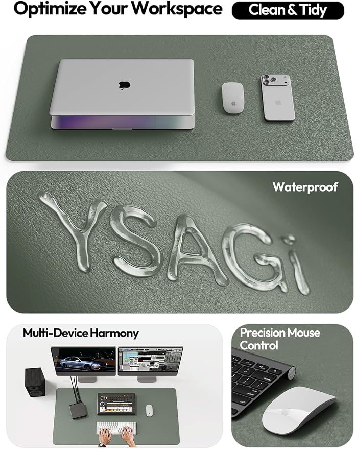 YSAGi Leather Desk Pad Protector, Office Desk Mat, Large Mouse Pad, Non-Slip PU - Image 9