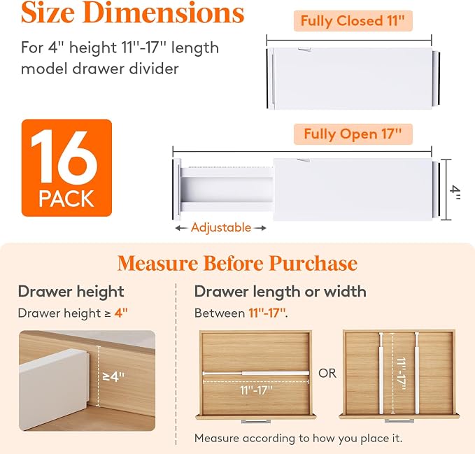 Lifewit 16 Pack Upgrade Drawer Dividers - Image 2