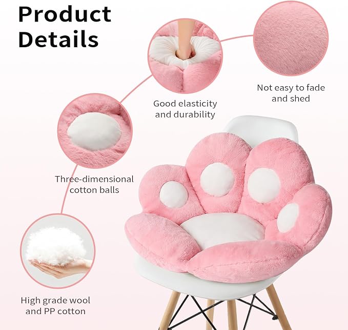 Ditucu Cat Paw Cushion Kawaii Chair Cushions 31.4 x 27.5 inch Cute Stuff Seat - Image 5