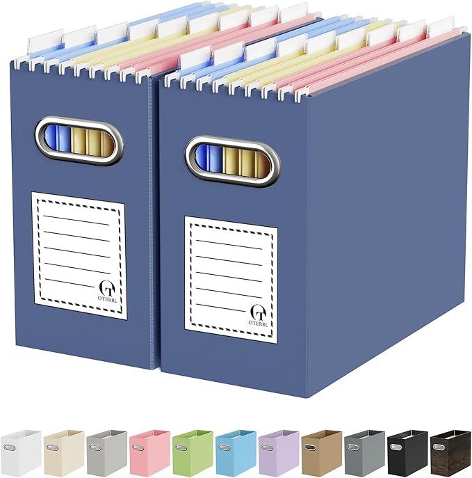 Oterri File Organizer Box, Portable Collapsible Cardboard File Folder Organizer by Oterri