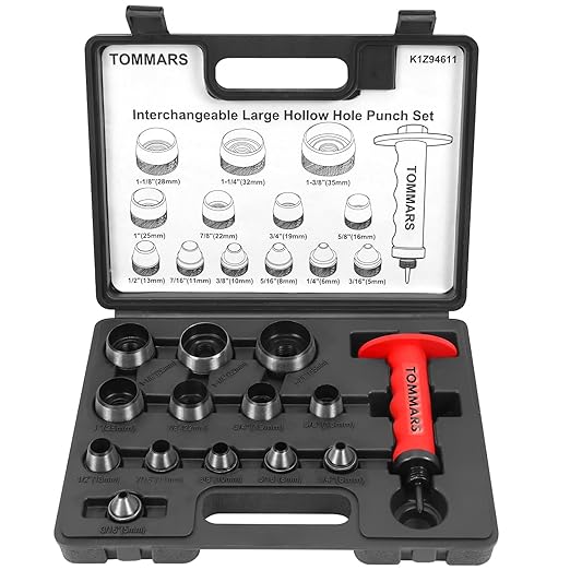 TOMMARS Hollow Punch Kit with Pin Point Punch Shaft Hole Cutter Set Gasket by TOMMARS