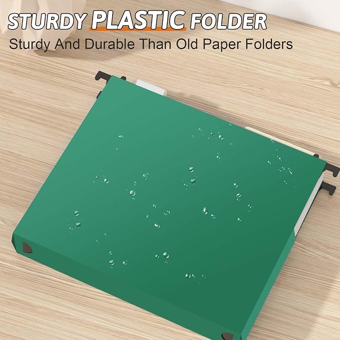 Plastic Hanging File Folders Expandable, 12 Pack Heavy Duty Hanging File Folder - Image 2