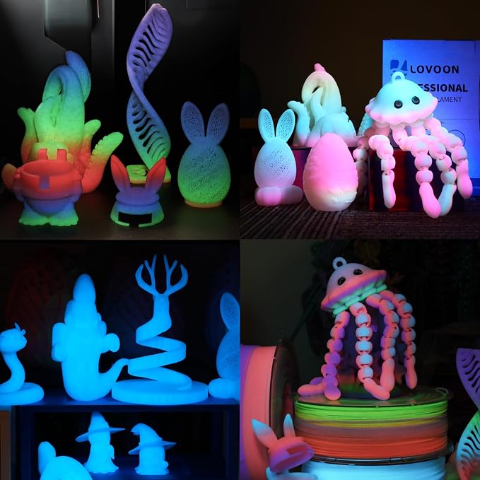 LOVOON 3D Printer Filament Luminous Glow Rainbow PLA, Magic irradiative 3D PLA - Image 4