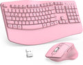 Wireless Keyboard and Mouse Combo, 2.4G Full Size Wave Keys Ergonomic Keyboard by Unknown