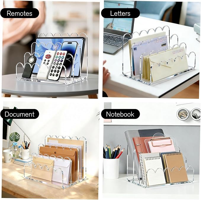 Acrylic Mail Organizer for Desk, 3-Compartment Clear Letter Sorter - Image 7