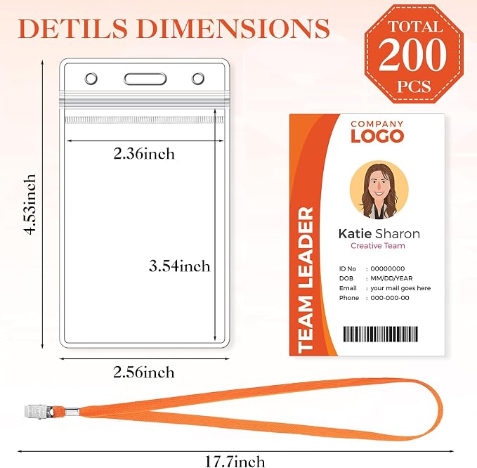 Marspark 200 Pcs ID Badge Holder - Image 2