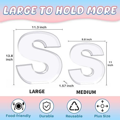 13.8" Extra Large Acrylic Letter Charcuterie Board Box, Reusable Fillable - Image 2