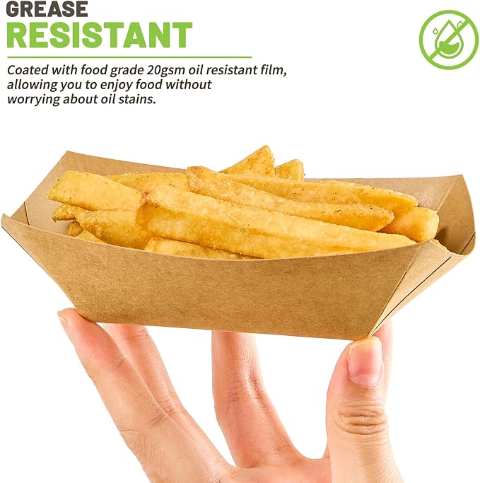 ZORRITA Small Paper Food Trays, 1/2 Lb, 120 Pack, Disposable | Mini Brown Paper - Image 4