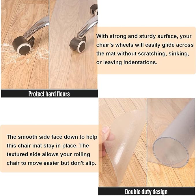 AiBOB 2 Pack 36"x48" Chair Mat for Hardwood Floors, No Curling, Protects Wood - Image 3