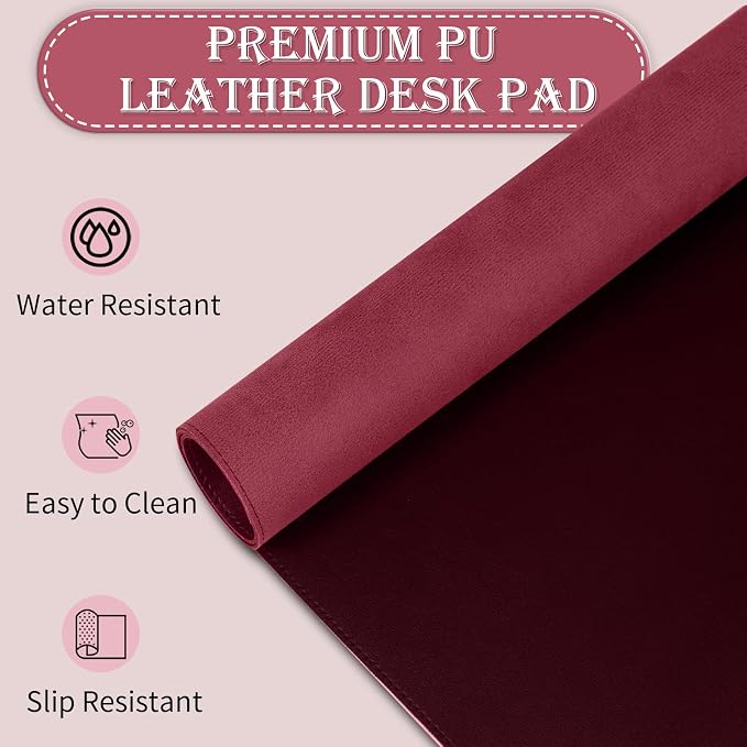 Large Desk Mat 35.4" x 17", PU Leather Desk Pad Protector, Non-Slip Large Mouse - Image 4
