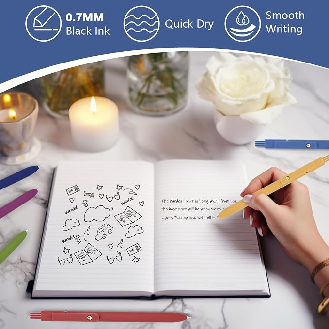 FIOVER 6Pcs Gel Pens, 0.7mm Medium Point Smooth Writing Pen, Cute Aesthetic - Image 4