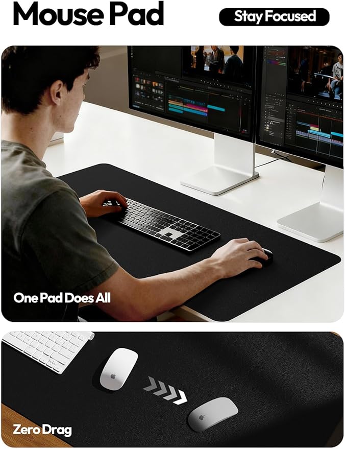 YSAGi Leather Desk Protector, Office Mat, Large Mouse Mat, Non-Slip PU Leather - Image 3