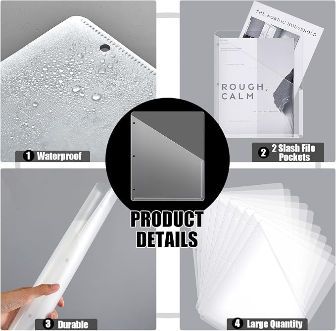 Seajan 150 Pcs Pocket Folders for 3 Ring Binder Clear Plastic Folders Sleeves - Image 3
