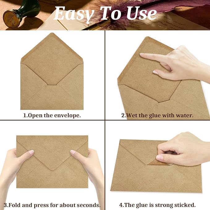 50 Pack A7 Envelopes, Kraft Greeting Card Envelopes Self Seal, 5.24 x 7.24 in - Image 4
