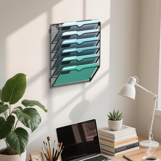 SUPEASY 6-Tier Wall File Organizer, Hanging Wall Files - Image 6