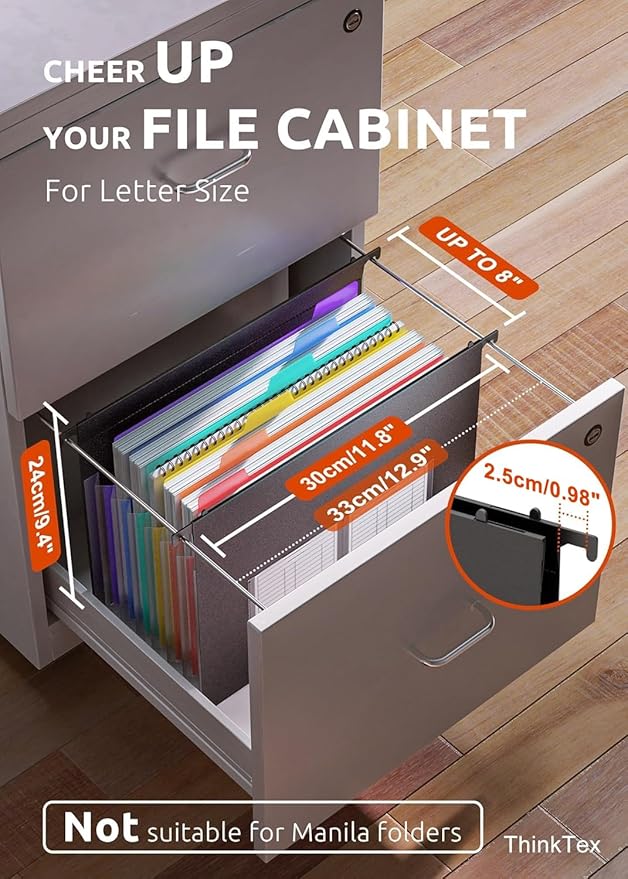 ThinkTex Plastic Expanding Hanging File Folders, 7 Innovative 1.2" Accordion - Image 2