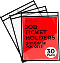 30 Pack Job Ticket Holders, Plastic Sleeves by Redwix