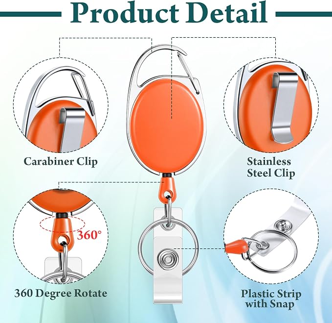 Laumoi 150 Packs Retractable ID Badge Holder Name ID Badge Reel Clips Keychain - Image 3