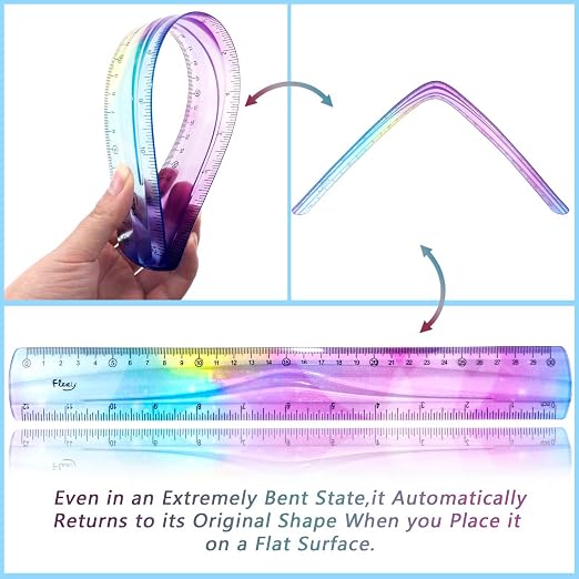 4 PCS 12 Inch Flexible Ruler, Bendable Plastic Ruler, Soft Bendable Gradient - Image 3