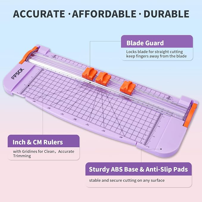 A4 Purple Paper Cutter Slider 12 Inch Titanium Straight Paper Trimmer, Paper - Image 2